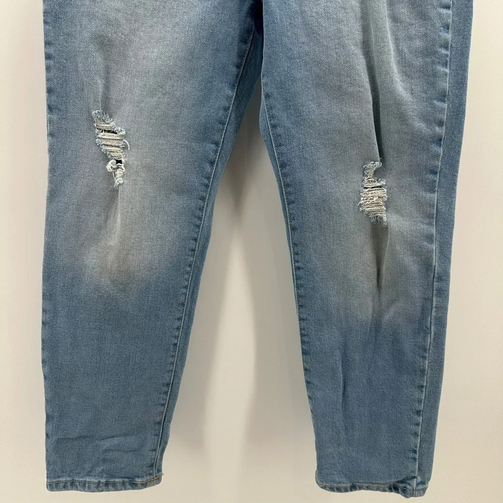 Old Navy O.G. Straight Jeans Girls 12 Blue Denim High-Rise Button Fly Distressed